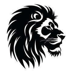Lion Face, Silhouettes Lion Face SVG, black and white lion vector