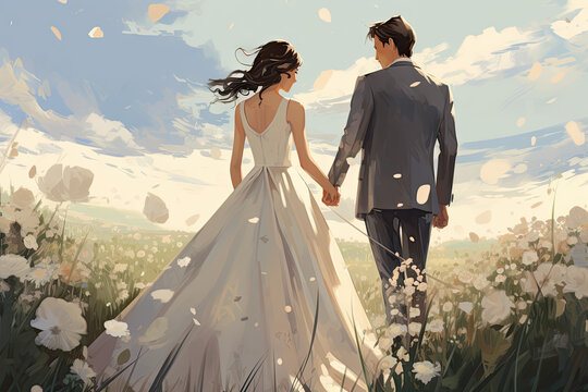 wedding, white flowers and atmosphere full of love