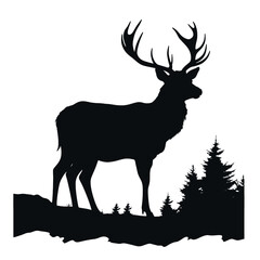 Deer head silhouette isolated on white background vector object