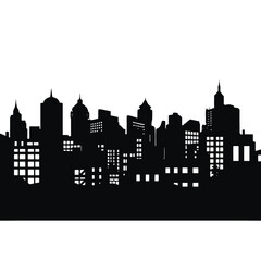 Naklejka premium Silhouette of city with black color on white background