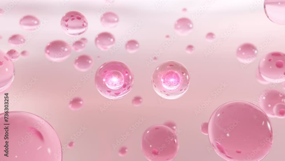 Aufkleber macro shot of various pink gold bubbles in water rising up on the light background. super slow motio