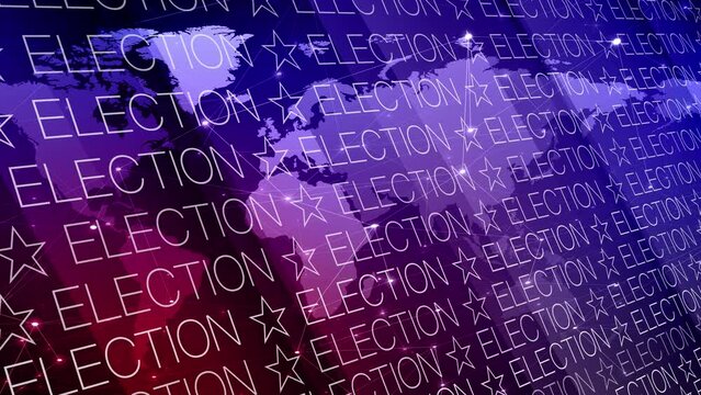 Election background creative political world map with presidential candidates, voting results, and election inscriptions