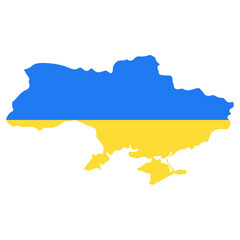 Vector illustration of map of Ukraine with a flag of Ukraine. Banner for Ukraine support. No to war. Stand with Ukraine, help Ukrainian.