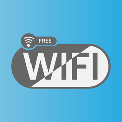 Free wifi zone blue icon. Isolated blue illustration on white background