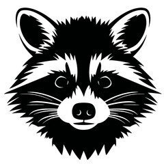Raccoon head  Silhouette  Vector illustration, SVG