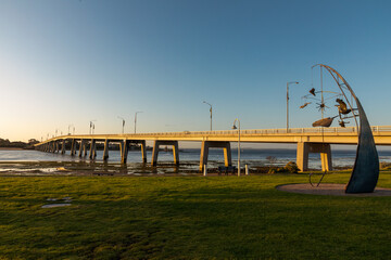 The 640 metre (2,100 foot) concrete Phillip Island bridge connects the Australian mainland at San...