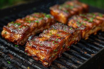 Grill pork ribs on the grill.