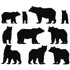 Silhouette bear isolated on white background