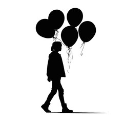 people with balloons silhouette
