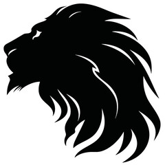 Lion Face, Silhouettes Lion Face SVG, black and white lion vector