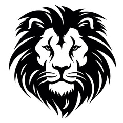 Lion Face, Silhouettes Lion Face SVG, black and white lion vector
