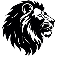 Lion Face, Silhouettes Lion Face SVG, black and white lion vector