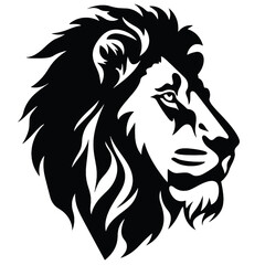 Lion Face, Silhouettes Lion Face SVG, black and white lion vector