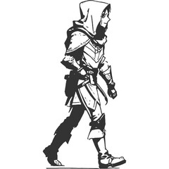 In Pursuit Vintage Illustration Vector