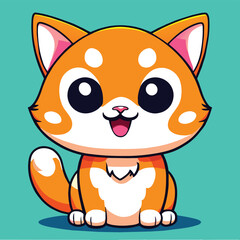 Sweet orange Cat: Sitting Kitty Vector Art