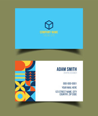 Creative premium double vector flat business card template design. 