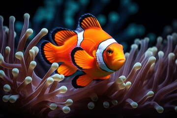 Fototapeta na wymiar a Clownfish Fish in the deep of sea