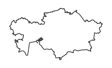 Kazakhstan black Outline Map Silhouette
