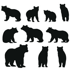 Silhouette bear isolated on white background