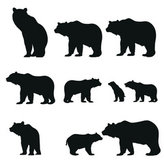 Silhouette bear isolated on white background