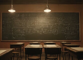 Photo of blackboard in vintage style in classroom ai generative