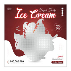 New Vector Ice Cream Social Media Post Design