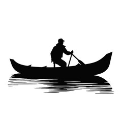 fisherman in a boat silhouette