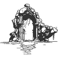 Unforeseen Portal Vintage Illustration Vector