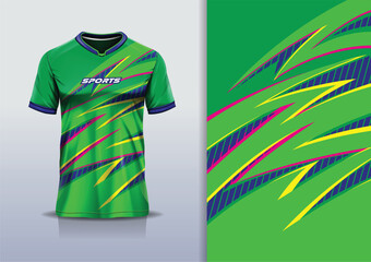 Jersey design template mockup stripe line racing for sport football soccer, running, esports, green color