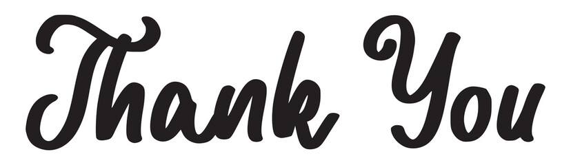 Fototapeta premium Thank you vector lettering. Thank you modern phrase handwritten vector calligraphy with swooshes. Black paint lettering isolated on white background. Postcard, greeting card, t shirt print. in eps 10.