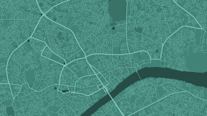 Background Palembang map, Indonesia, green city poster. Vector map with roads and water. Widescreen proportion, flat design roadmap.