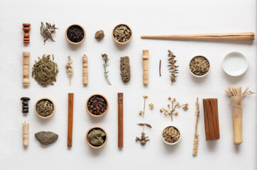 Fototapeta na wymiar minimalistic set of traditional chinese medicine background