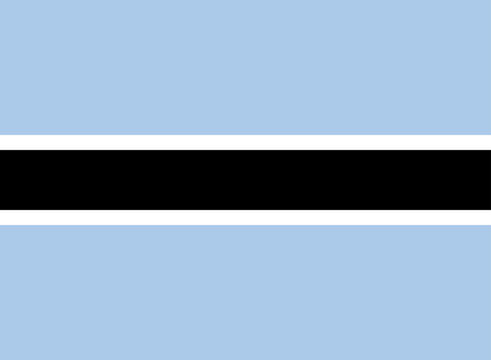 Close-up of national blue white and black flag of African country of Botswana. Illustration made February 14th, 2024, Zurich, Switzerland.