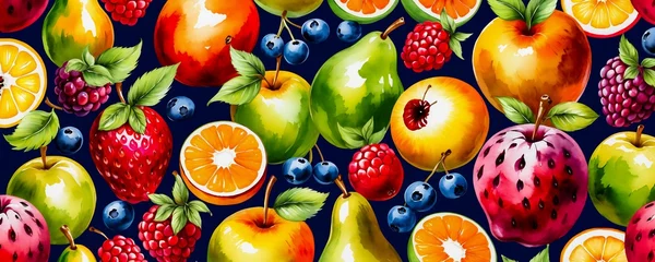 Fotobehang abstract colourful fruits background , fruits website banner background © P.W-PHOTO-FILMS