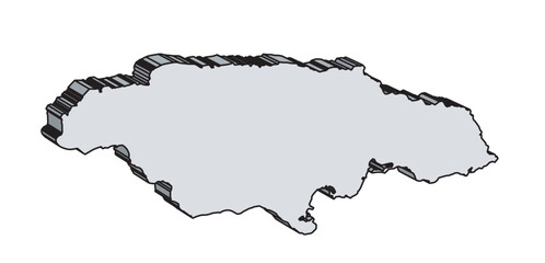 Jamaica Island Isolated 3D Silhouette