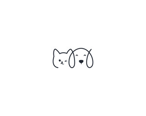 Dog and cat logo design template vector, line of pet logo design suitable for pet shop, store, cafe, business, hotel, veterinary clinic, Domestic animal vector illustration logotype, sign or symbol © Graphic Cool