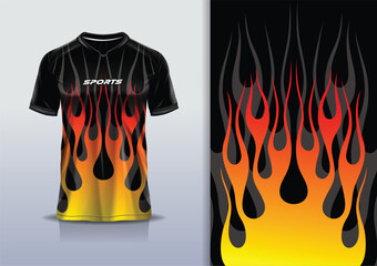 Jersey design template mockup flame for sport football soccer, running, esports  © Nimpuna O