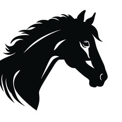 Horse head silhouette icon in black color. Vector template.