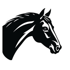 Horse head silhouette icon in black color. Vector template.
