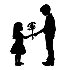 
boy and girl in love silhouette  