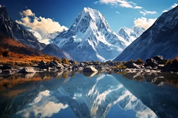 Foto op Plexiglas K2 range reflected in a body of water © Georgeta
