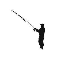 

silhouette of fisherman with rod