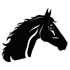 Horse head silhouette icon in black color. Vector template.