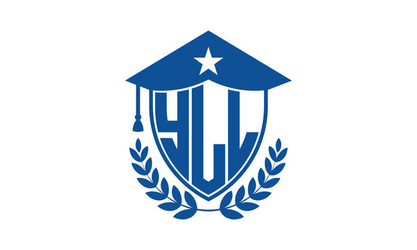 YLL three letter iconic academic logo design vector template. monogram, abstract, school, college, university, graduation cap symbol logo, shield, model, institute, educational, coaching canter, tech