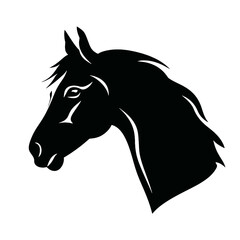 Horse head silhouette icon in black color. Vector template.
