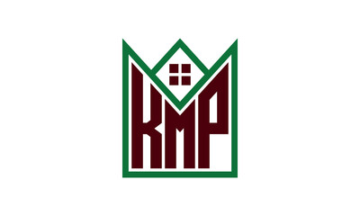 KMP initial letter real estate builders logo design vector. construction ,housing, home marker, property, building, apartment, flat, compartment, business, corporate, house rent, rental, commercial - obrazy, fototapety, plakaty