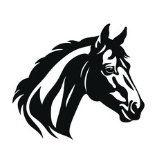 Horse head silhouette icon in black color. Vector template.