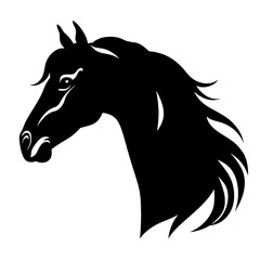 Horse head silhouette icon in black color. Vector template.