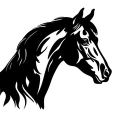 Horse head silhouette icon in black color. Vector template.