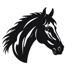 Horse head silhouette icon in black color. Vector template.